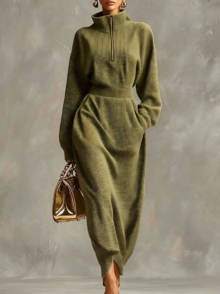 Gemma Elegant Zip Maxi Dress