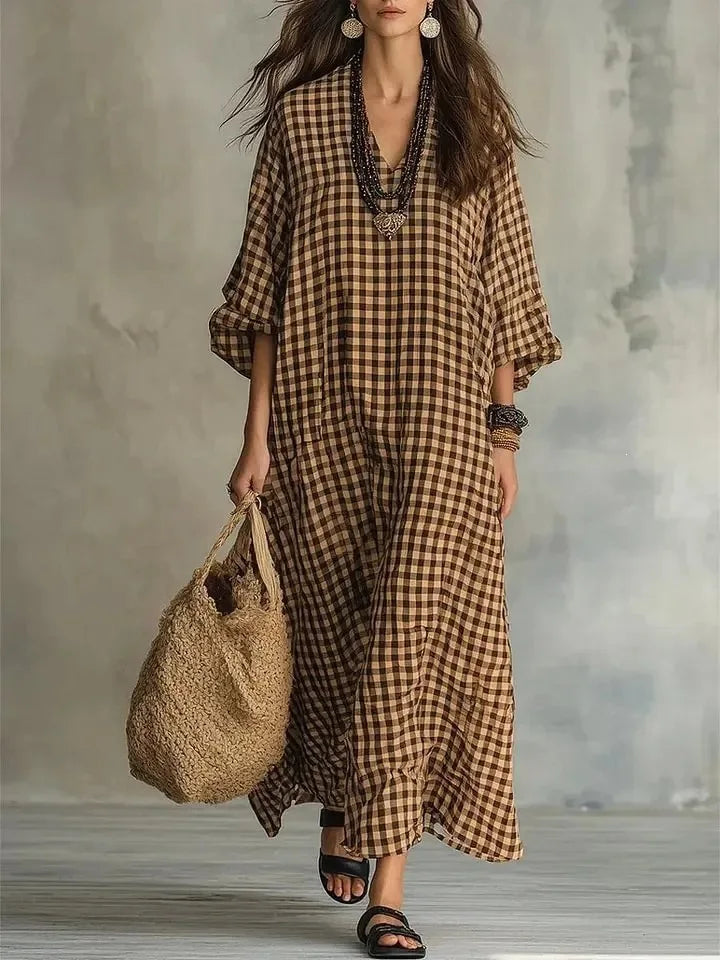 Hailey Relaxed Plaid Maxi Dress