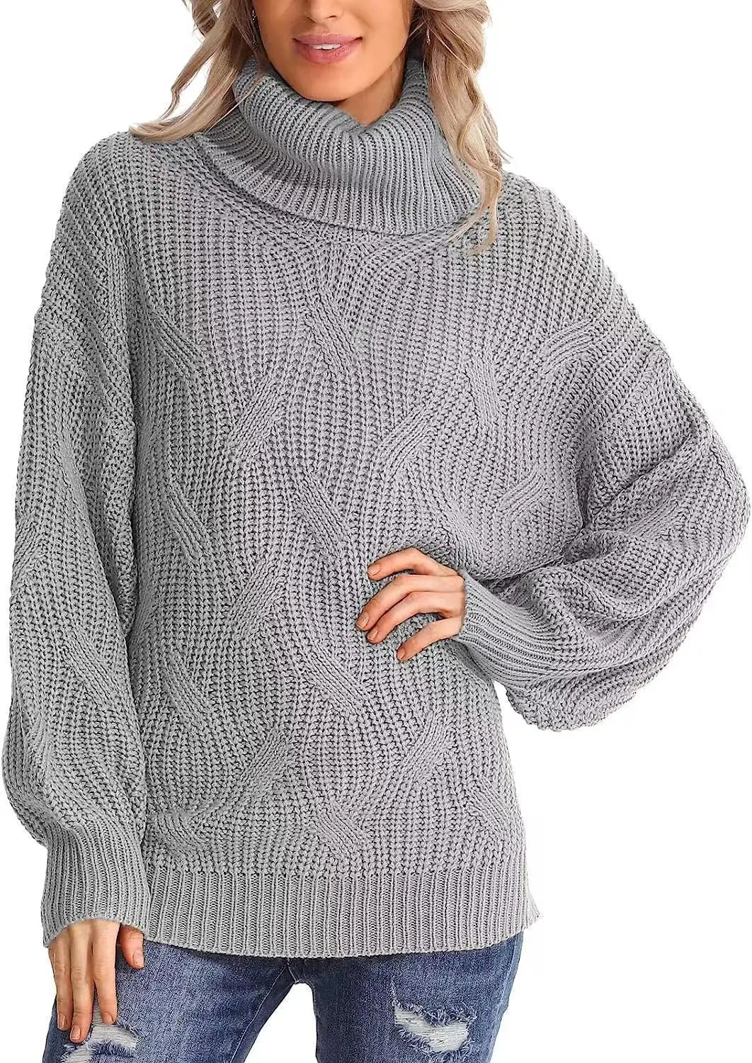 Elowen Cable Knit Turtleneck Sweater