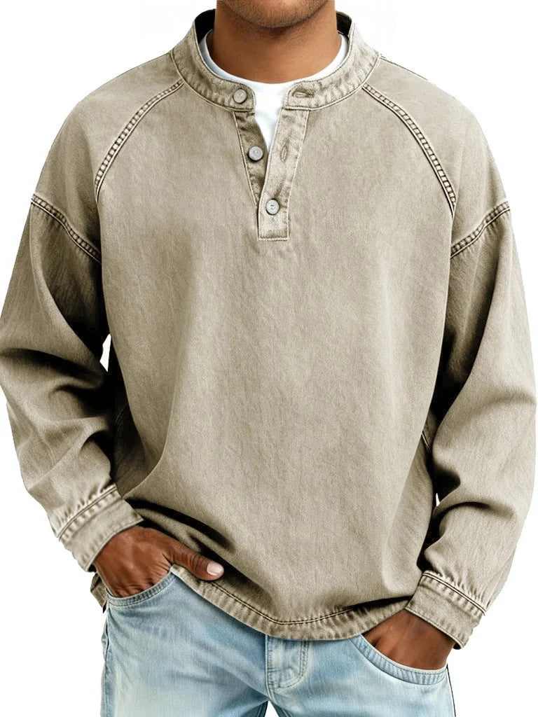 Marco Vintage Denim Henley Pullover