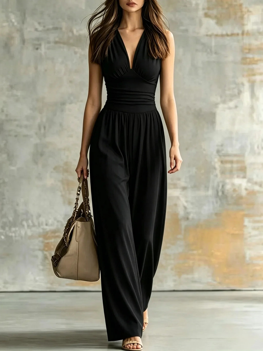 Helena Figure Flattering V Neck Jumpsuit