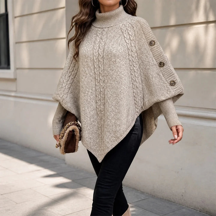 Junia Button Trimmed Poncho