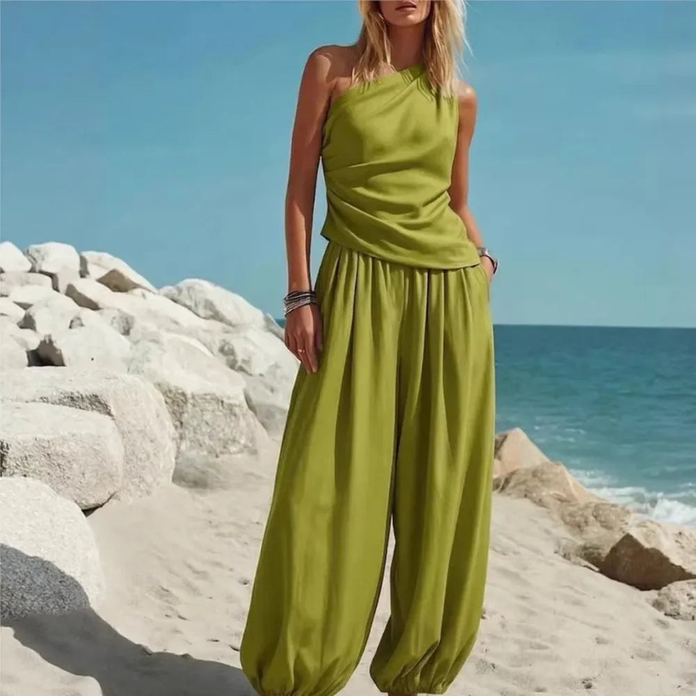 Delaney One Shoulder Trouser Set