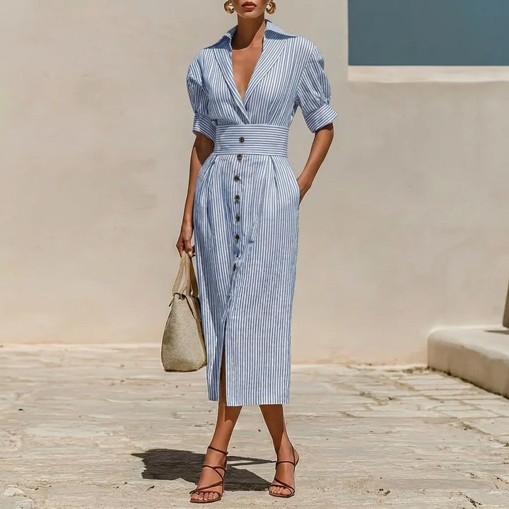 Juliana Striped Shirt Midi Dress