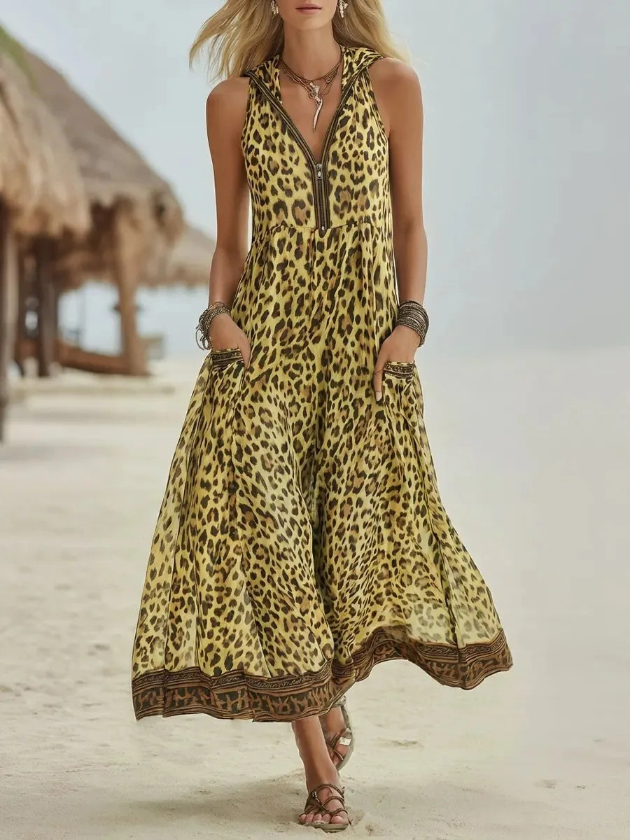 Valeska Flowy Leopard Maxi Dress