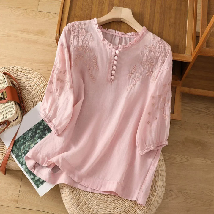 Fiorenza Floral Button-Front Blouse