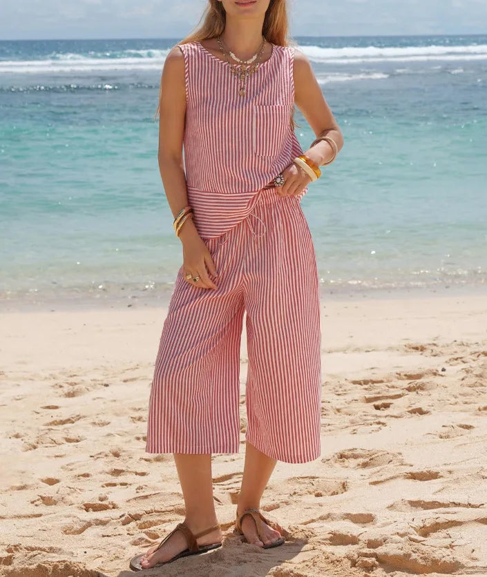 Fabiola Striped Cotton Casual Matching Set
