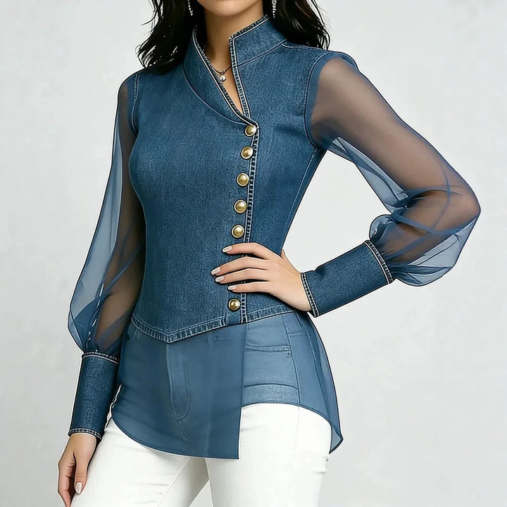 Liora Chiffon Denim Top
