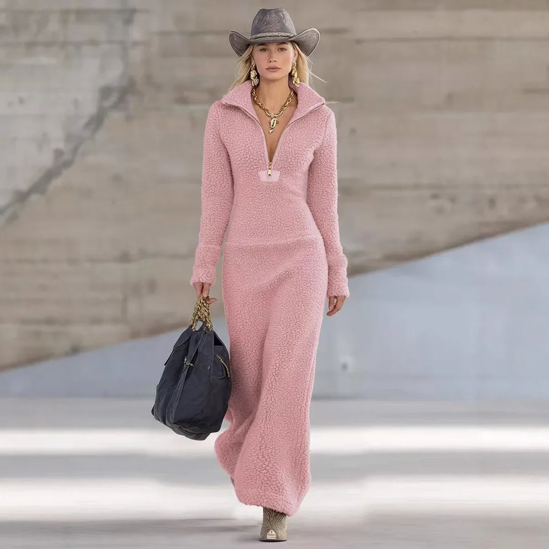 Noami Half Zip Fleece Maxi Dress