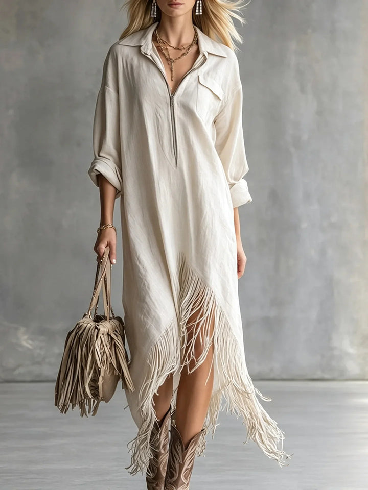 Layla Fringe Hem Midi Dress