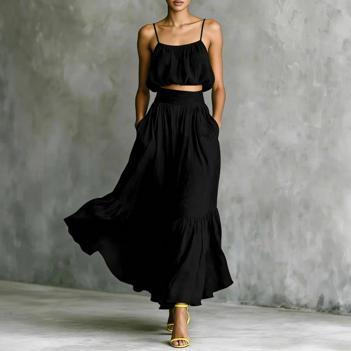 Fiona Flowy Crop Top Skirt Set