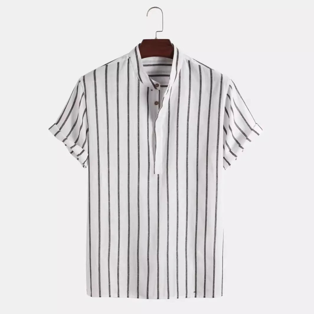 Mario Relaxed Striped Linen Top