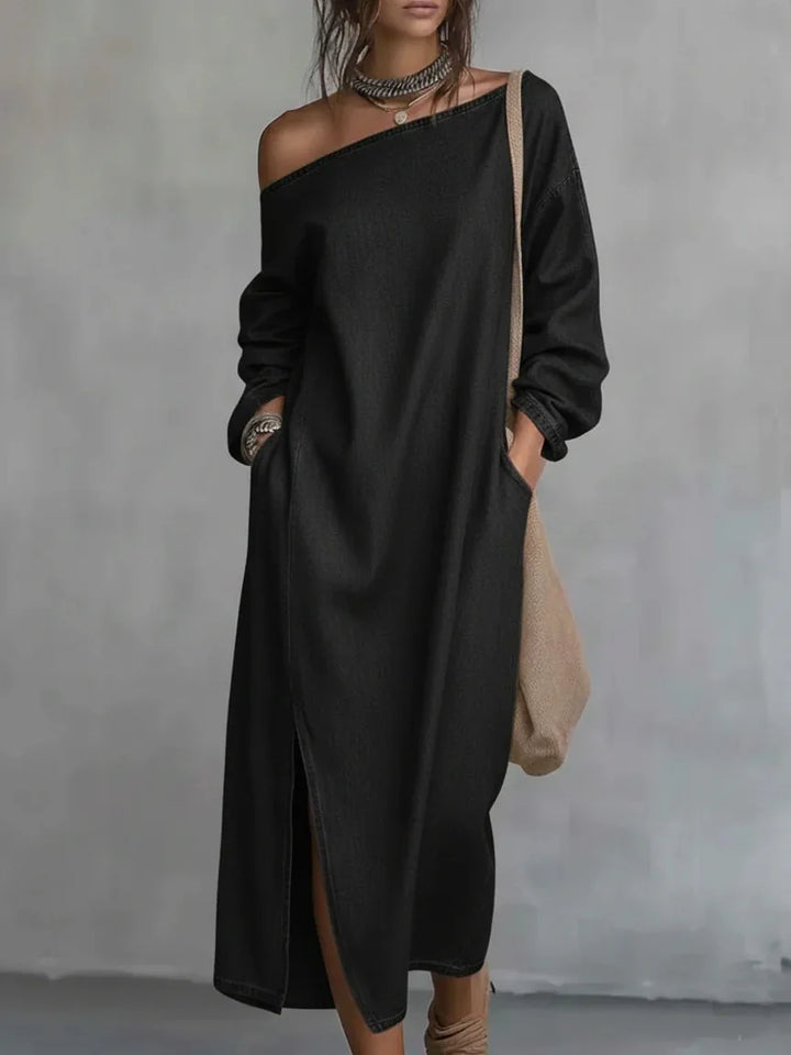 Carolina One Shoulder Linen Maxi Dress