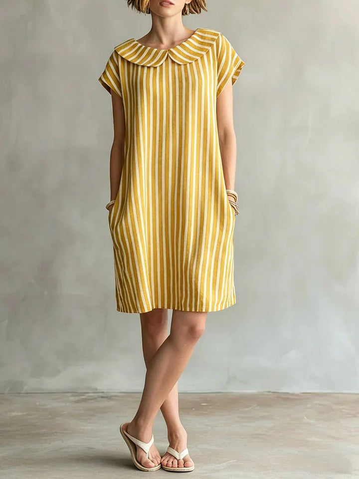 Faye Striped Peter Pan Collar Mini Dress