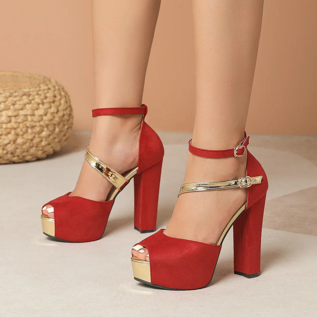Maya Chunky Heel Ankle Strap Sandals