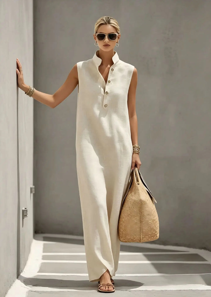 Cressina Elegant Chic Linen Maxi Dress