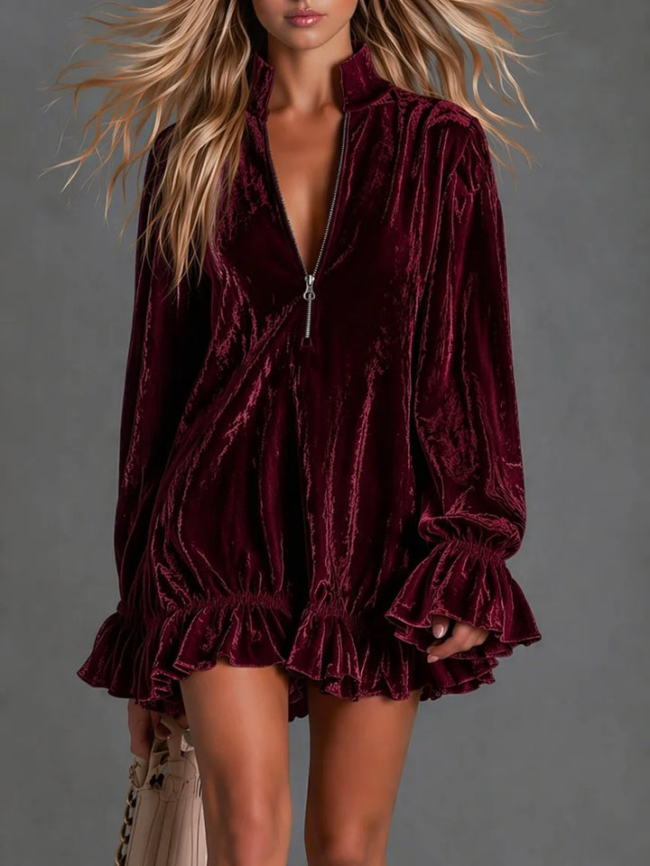 Harper Ruffle Velvet Dress