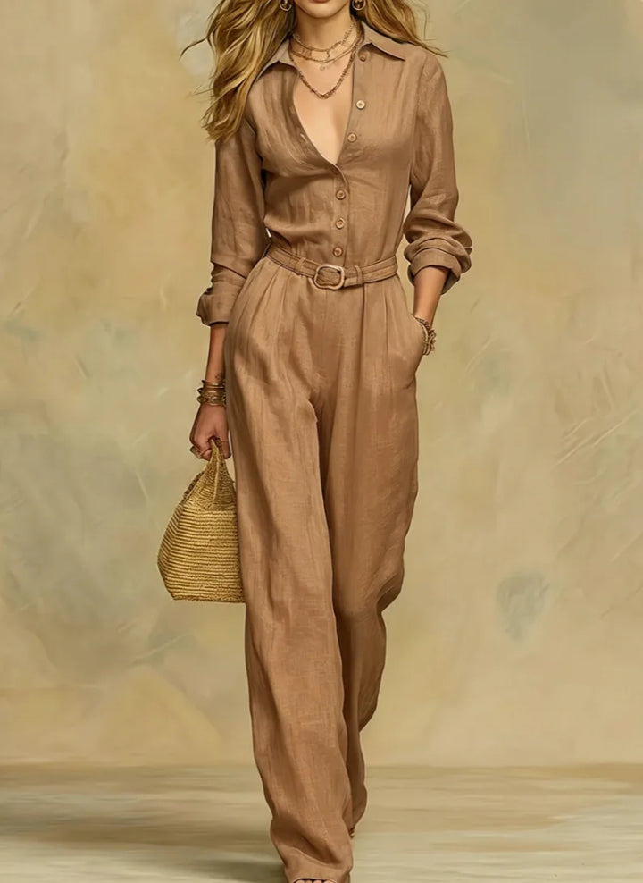 Mirielle Belted Button Jumpsuit
