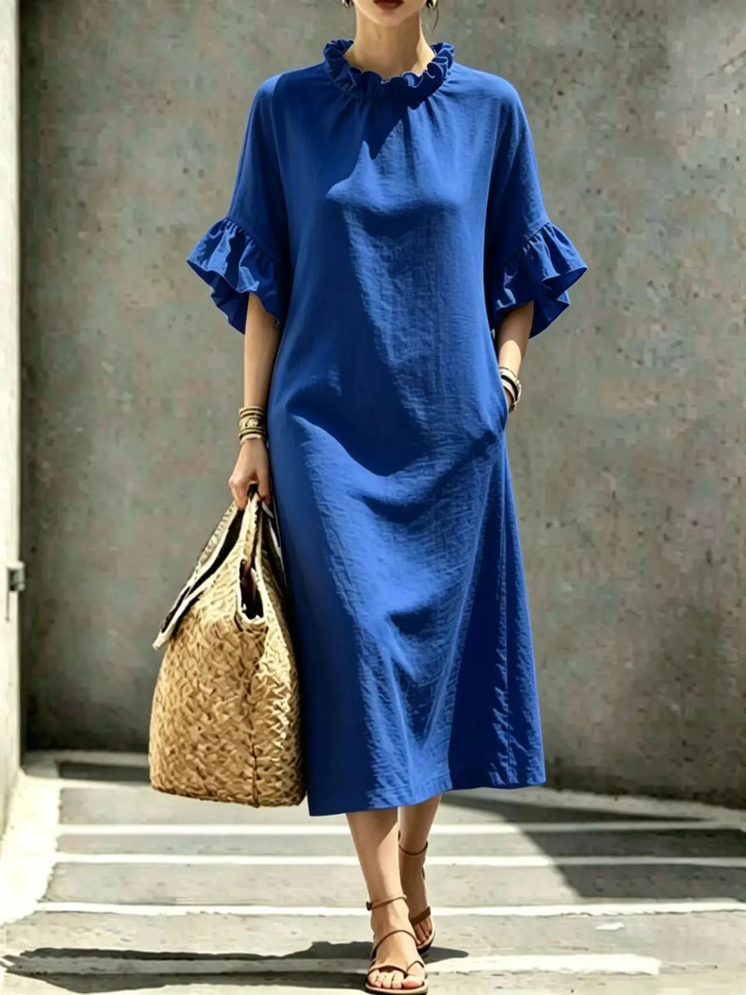 Idalia Ruffle Sleeve Midi Dress