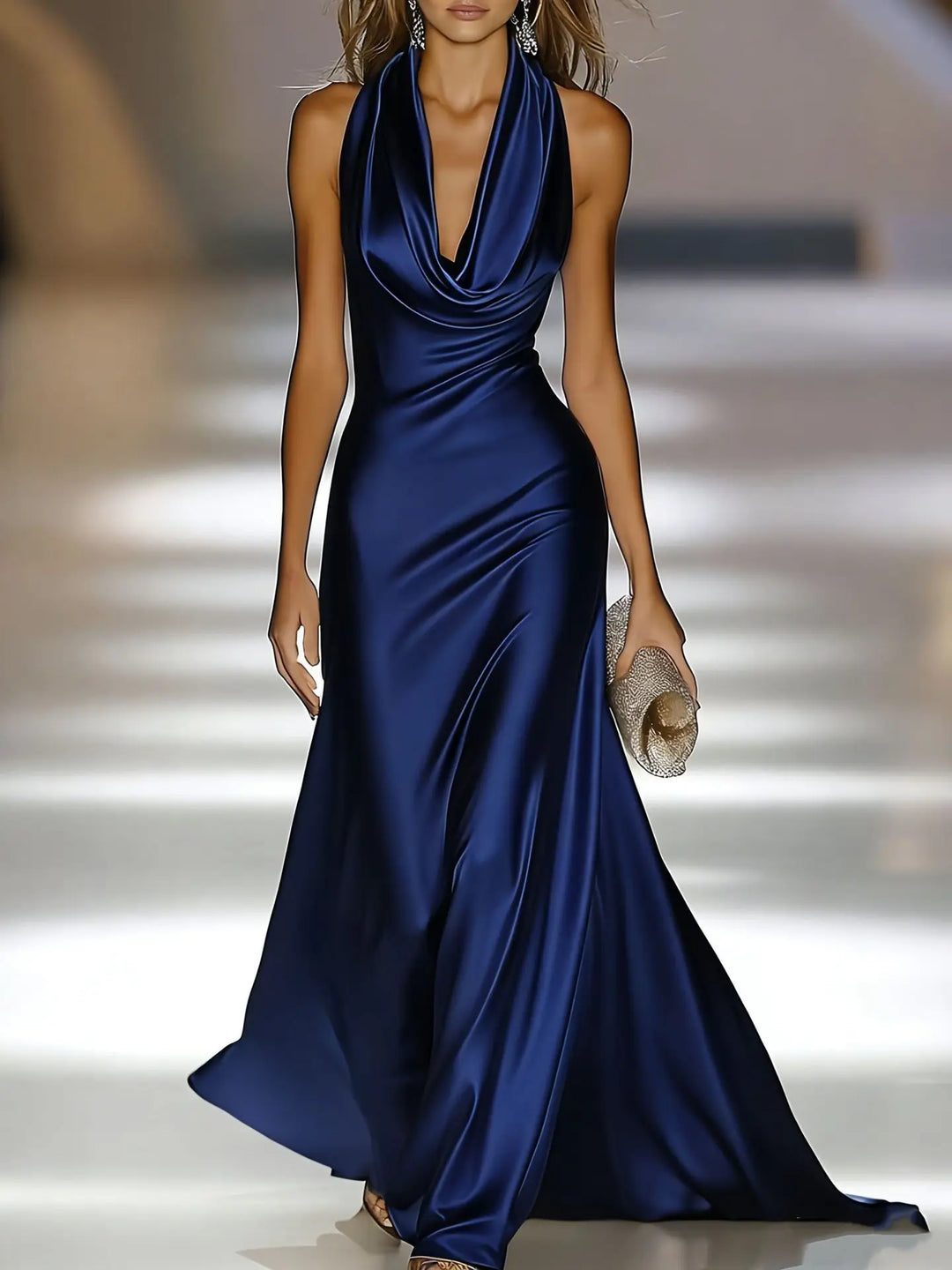 Valleria Satin Halter Maxi Dress