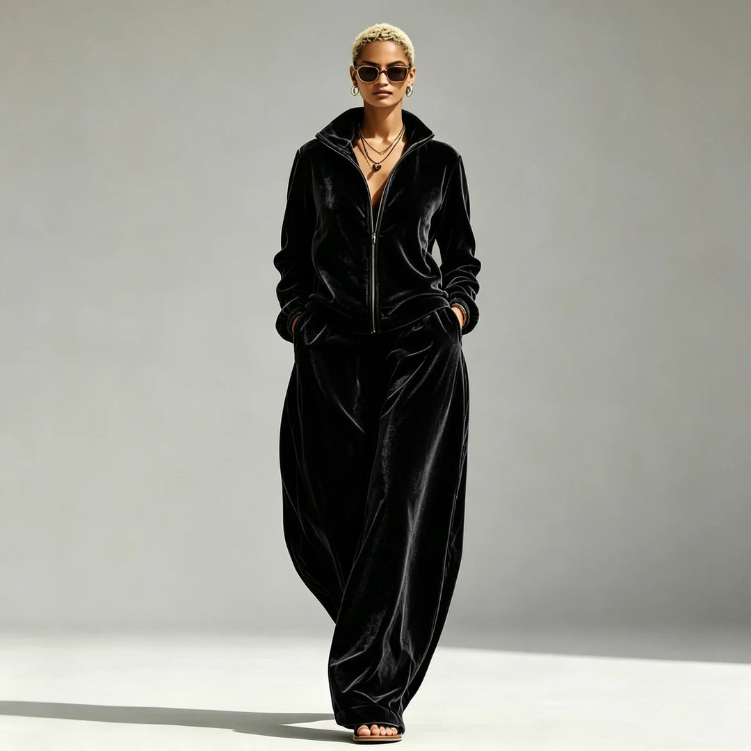 Talia Zip Front Two-Piece Set
