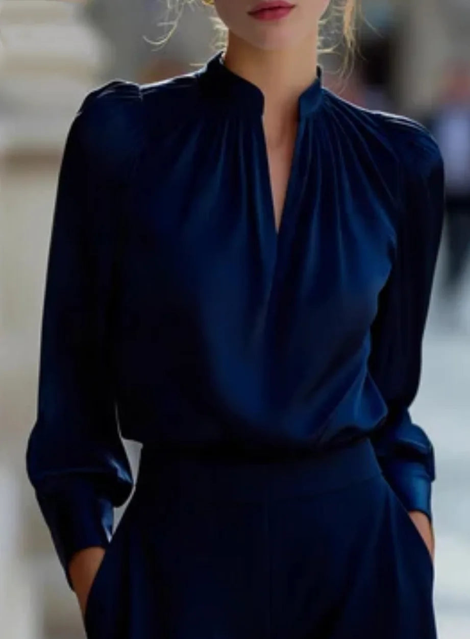 Ellis Lightweight Stand Collar Blouse