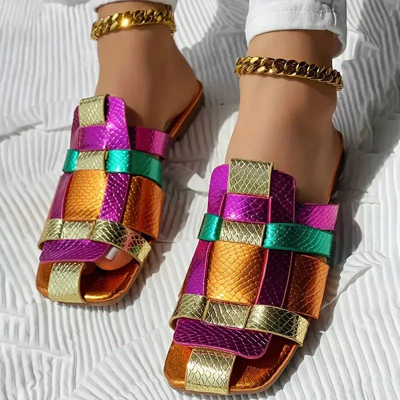 Kayla Woven Mosaic Flat Sandals