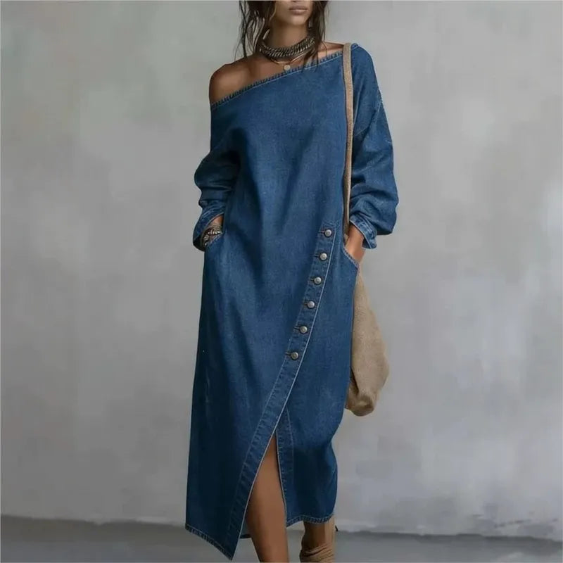 Delphine Off Shoulder Denim Dress