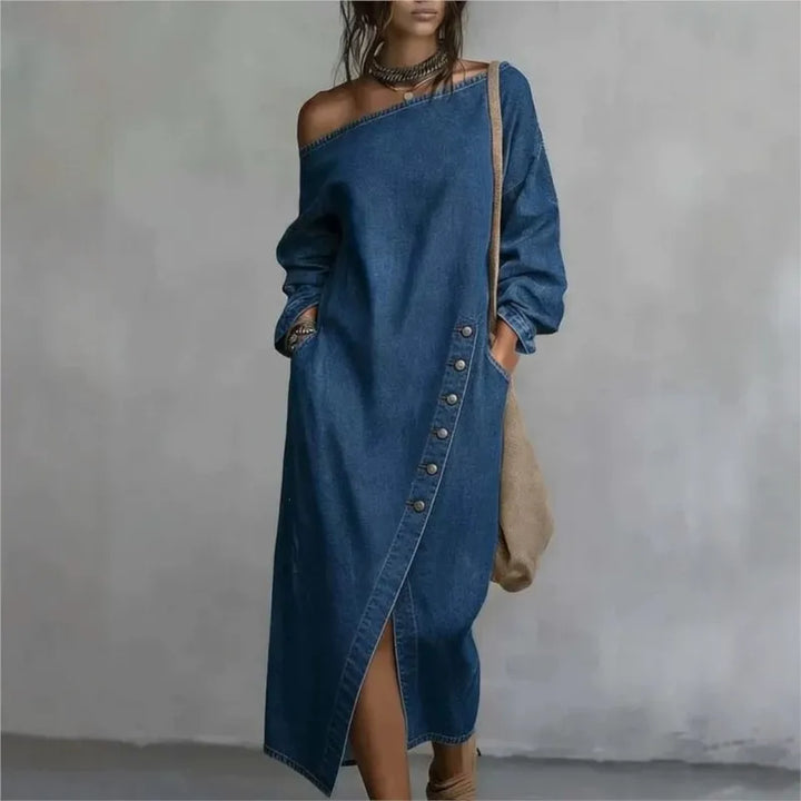 Delphine Off Shoulder Denim Dress