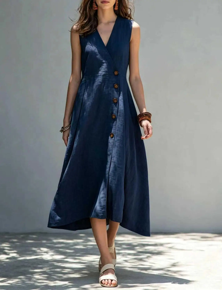 Oriana Asymmetrical Button Maxi Dress