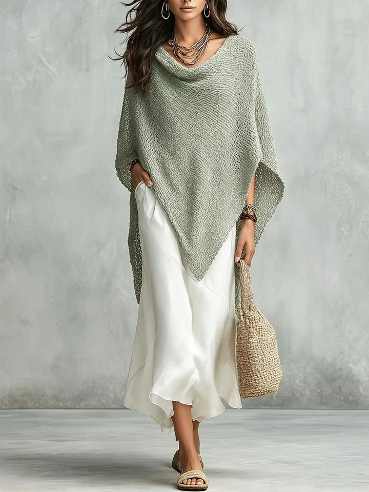 Elanisse Knit Poncho Maxi Dress Set