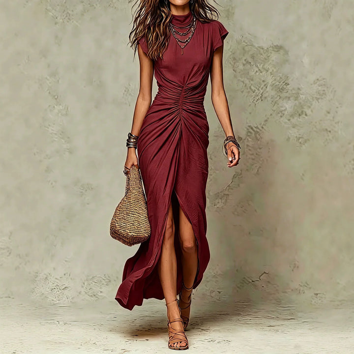 Laurina Mock Neck Split Dress