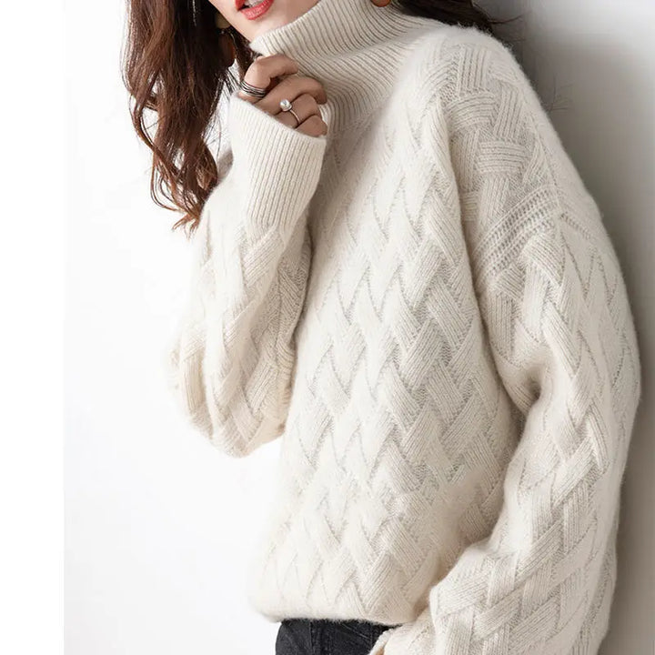 Iris Basketweave Turtleneck Sweater