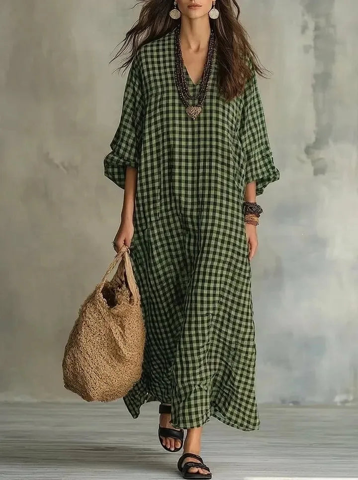 Hailey Relaxed Plaid Maxi Dress