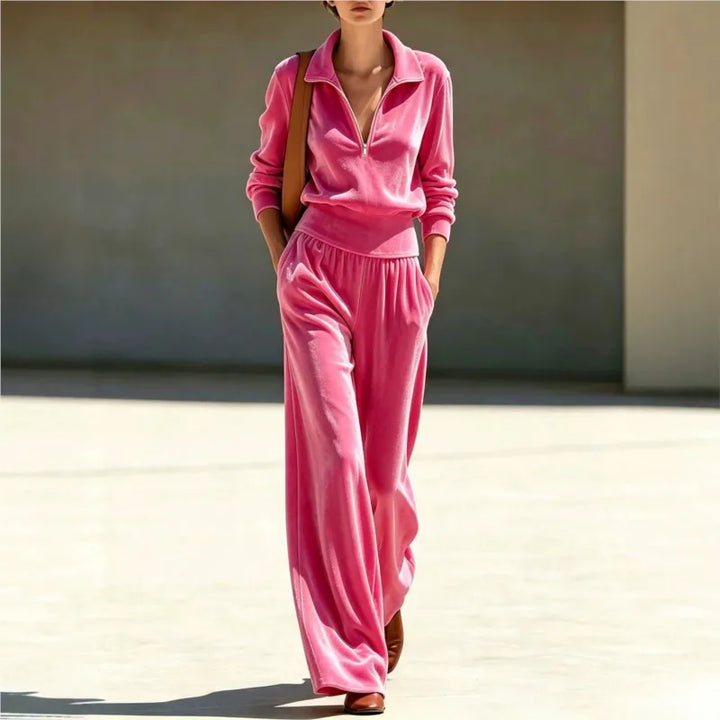 Harriet Velvet Half Zip Tracksuit
