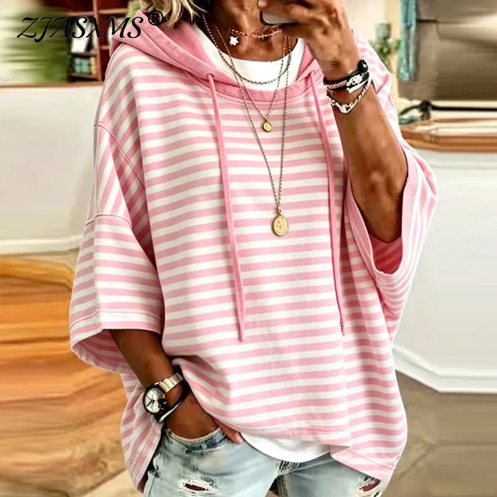 Yasmine Striped Hooded Pullover