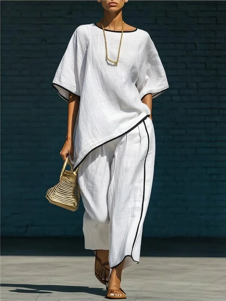 Camillia Linen Cropped Pant Set
