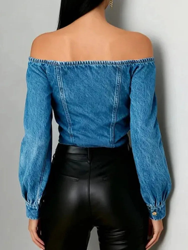 Dianca Off Shoulder Denim Blouse