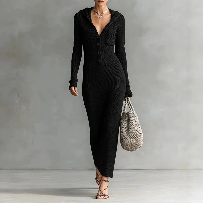Adeline Hooded Knit Maxi Dress