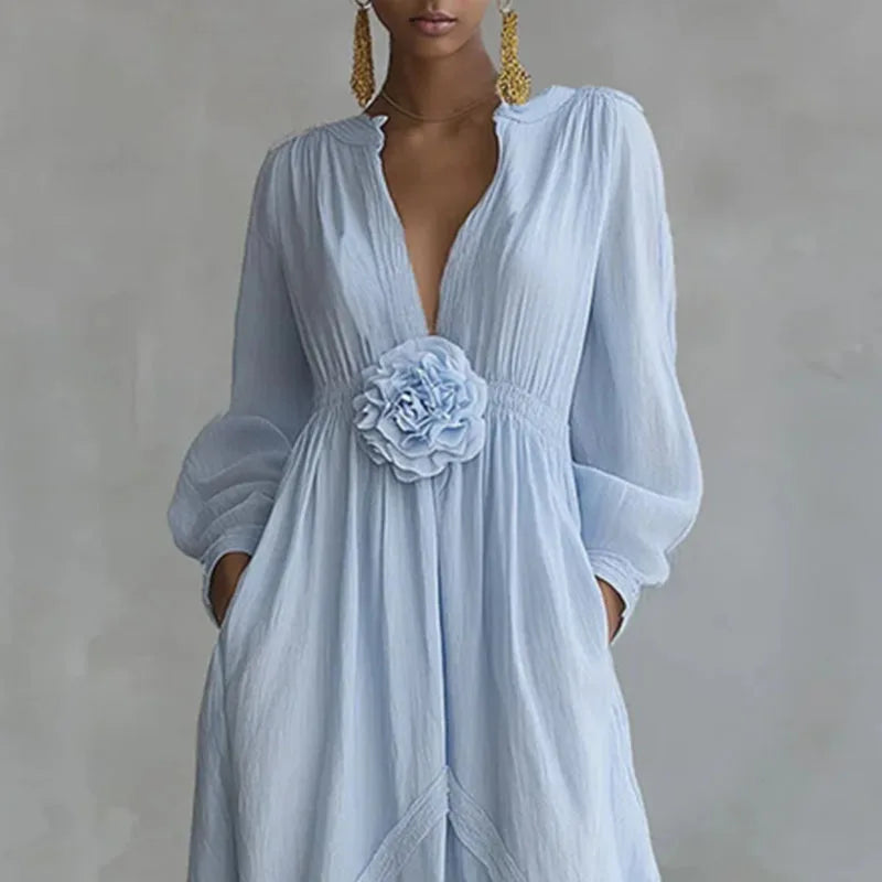 Clara Elegant Deep V Maxi Dress