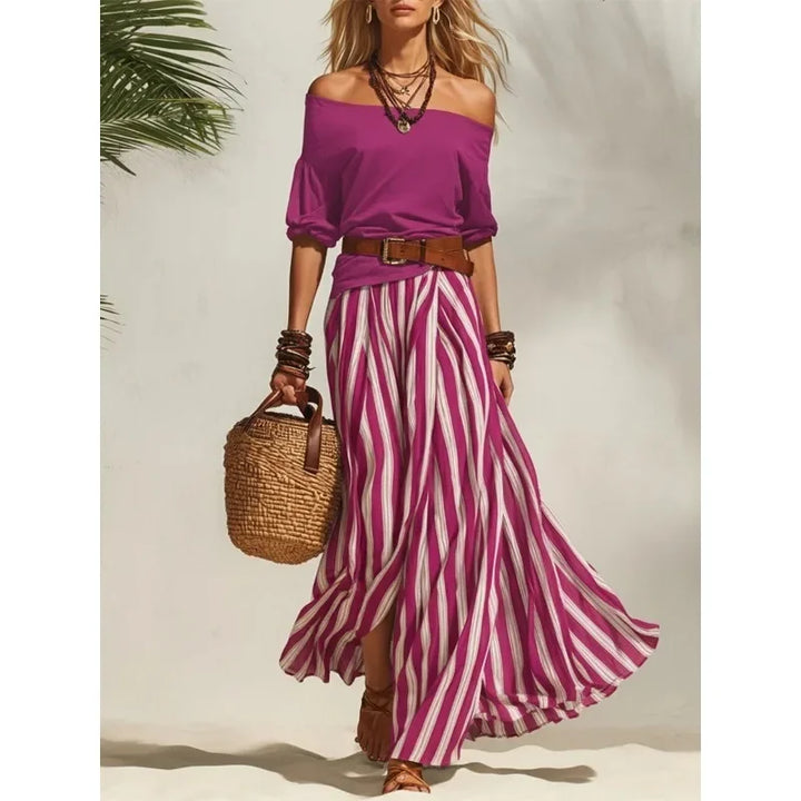 Veronica Striped Maxi Skirt Set