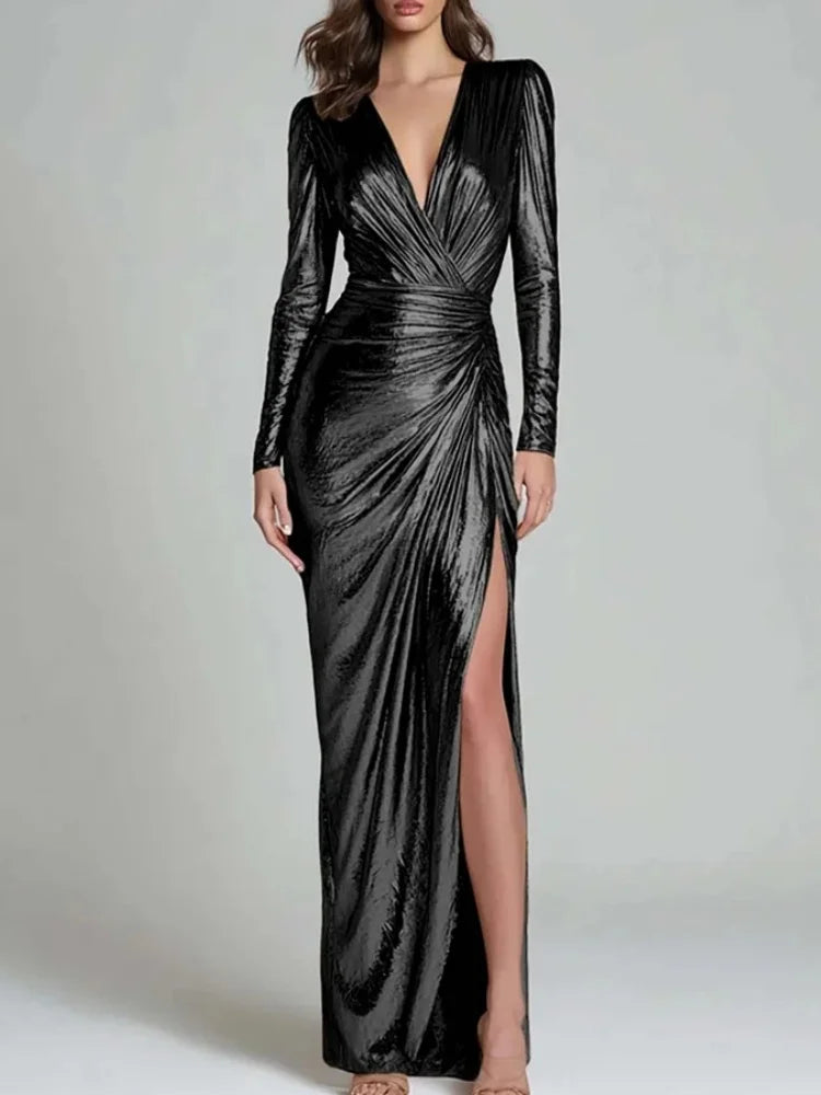 Rosemarie Ruched Wrap Maxi Dress