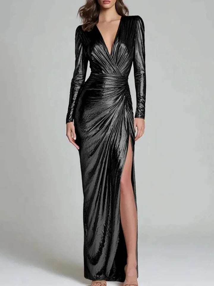 Rosemarie Ruched Wrap Maxi Dress