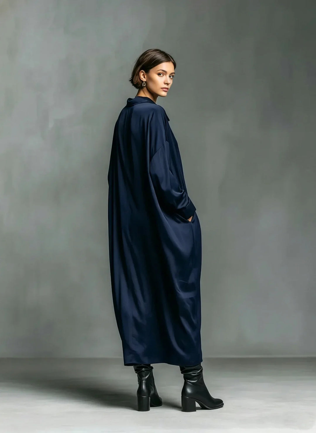 Elara Soft Drape Long Sleeve Maxi Dress