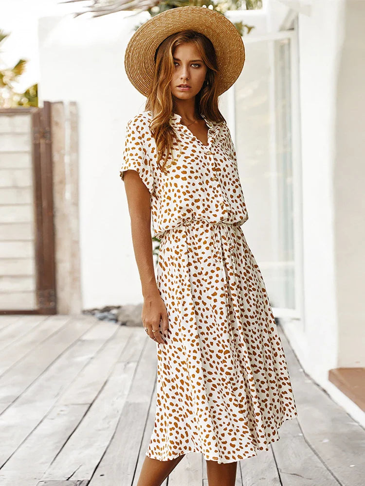 Inessa Printed Midi Shirt Dress