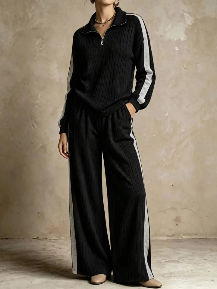 Elowyn Ribbed Half Zip Two Piece Set