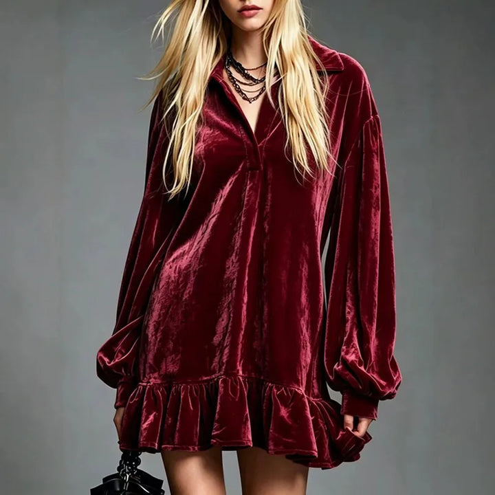 Lucia Velvet Ruffle Mini Dress