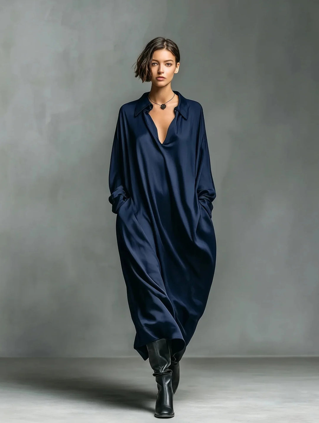 Elara Soft Drape Long Sleeve Maxi Dress