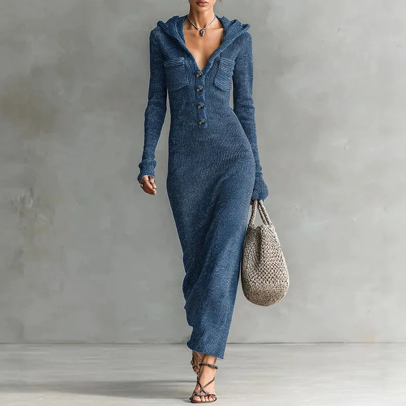 Adeline Hooded Knit Maxi Dress