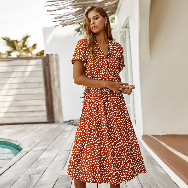 Inessa Printed Midi Shirt Dress